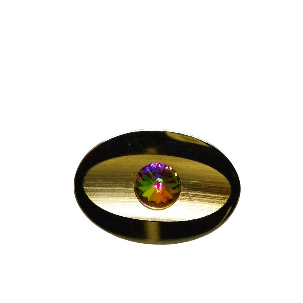 Gold Tone Cufflinks & Tie Pin Watermelon Rivoli Rhinestone Tack Coventry Riviera - Picture 6 of 9